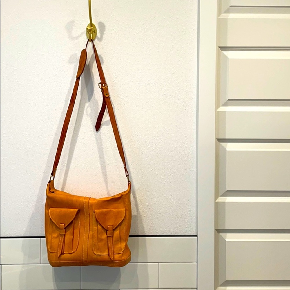 Raw Leather Bucket Bag